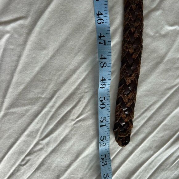 Men's Brown Multigrain Argentina Cowhide Braided Leather Belt Two Toned Size 44 - Picture 11 of 11